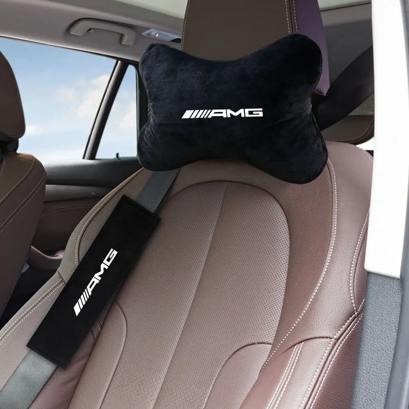 

Car Seat Headrest Rest Neck Pillow Cushion Seat Belt Shoulder Pad for Mercedes Benz AMG W211 W204 W210 W203 CLA GLA GLS GLE Auto