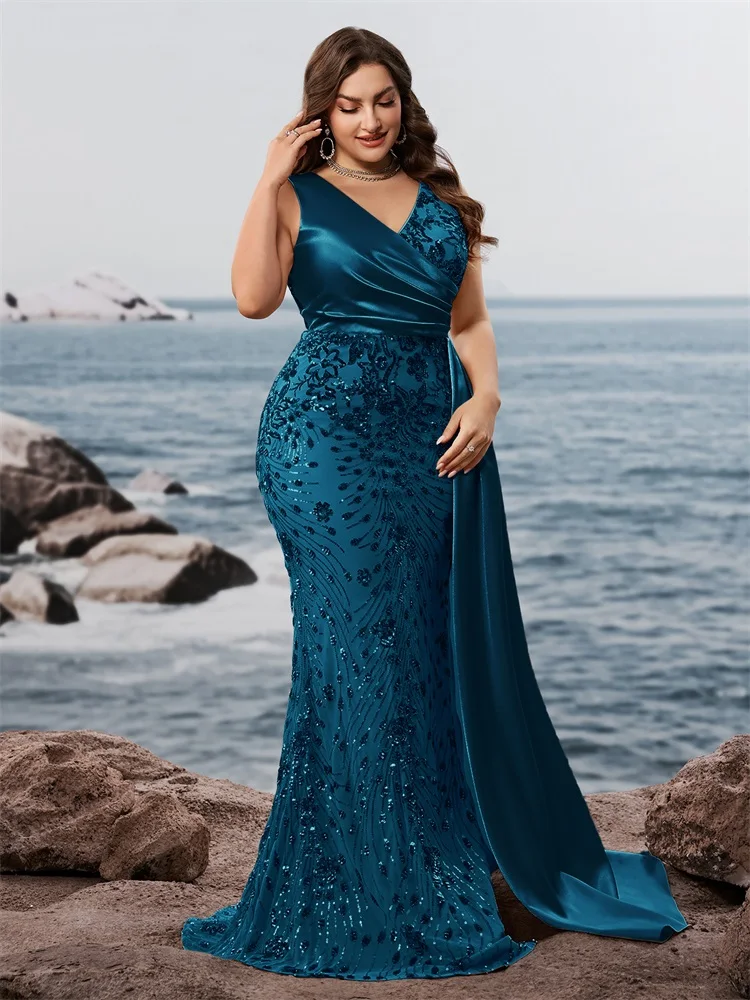 luxury love dress blue Lucyinlove Teal Blue Sequin Mermaid Evening Dress