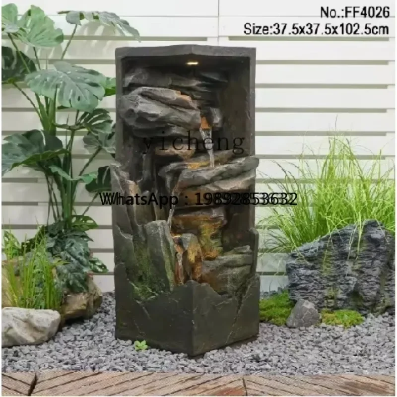 X-11  high-end rockery flowing water fountain Zen Buddha statue entrance water curtain ornament decorative landscaping