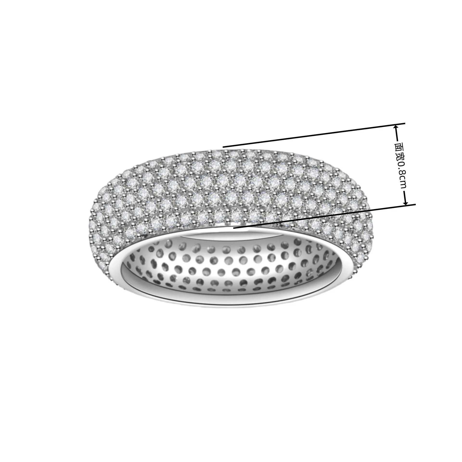 925 Sterling Silver Plated 18K Gold Diamond Ring Fashionable Decorative Dazzling Circular Ring