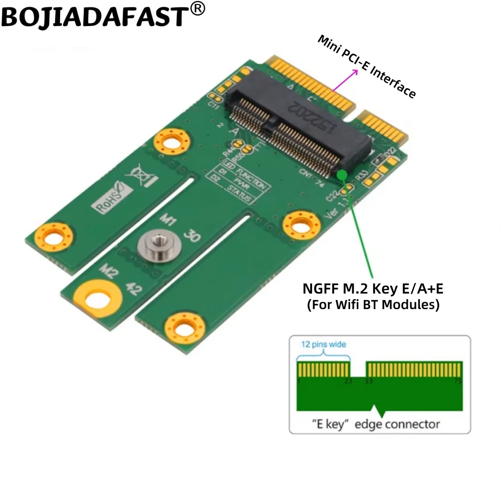 

Карта беспроводного адаптера Mini PCI-E Mpcie с ключом M.2 NGFF A+E/E для модулей Intel AX200 AX210 WiFi BT