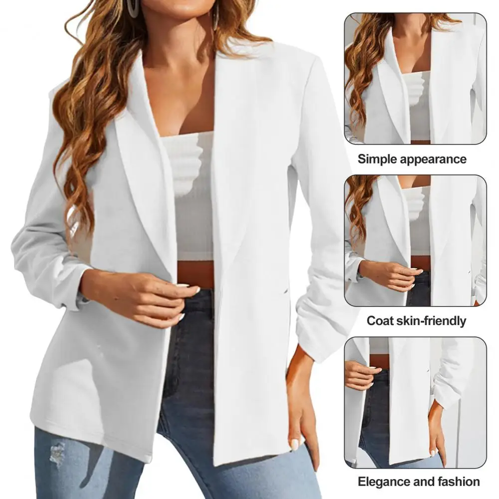 Women Solid Color Jacket Solid Color Women Jacket Stylish Women's Office Jacket Elegant Long Sleeve for Fall/spring for Business