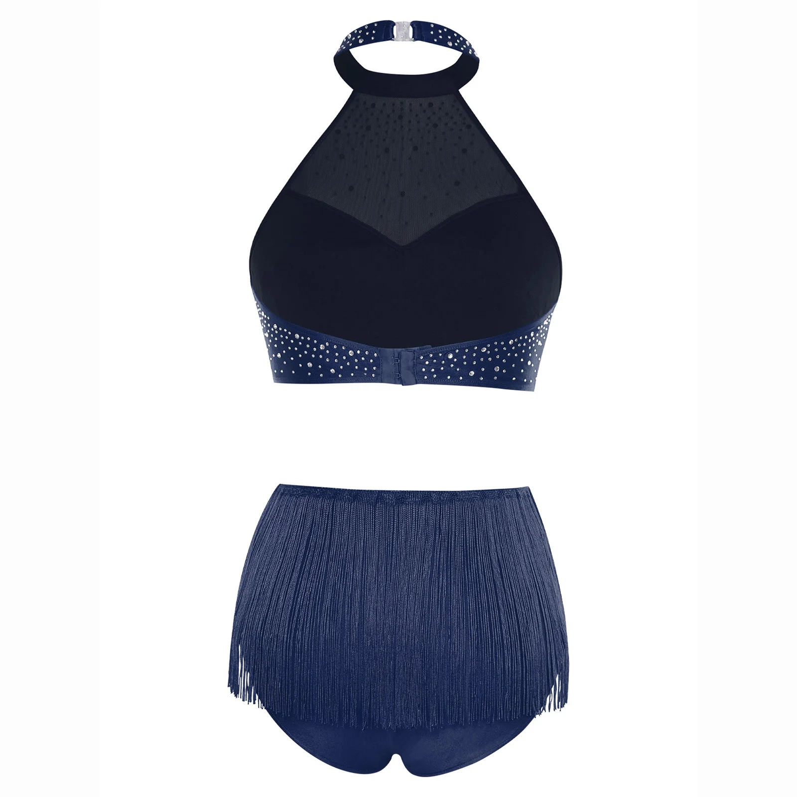Roupas femininas para dança do ventre, tops curtos e shorts com borla, sem mangas, malha brilhante, strass, samba, apresentações de palco