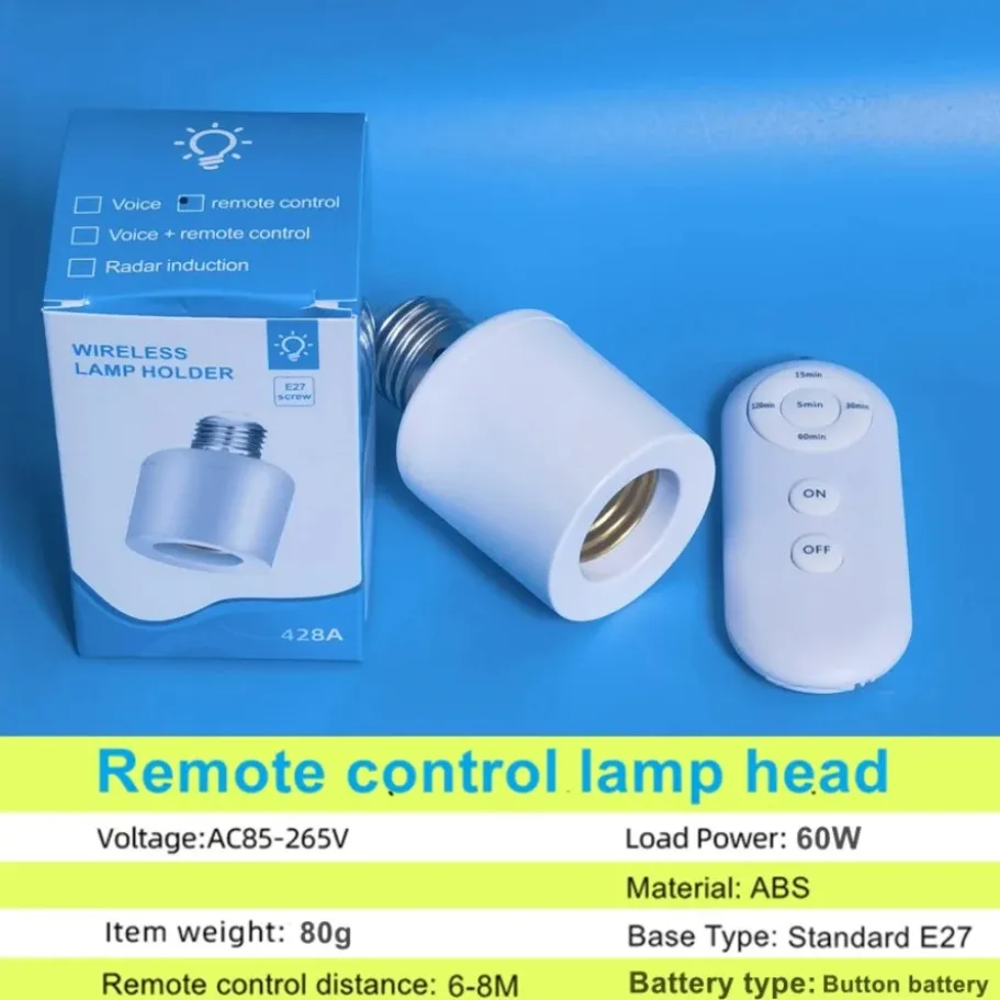 Multiple Controls E27 Wireless Remote Control Smart Timer Switch Lamp Holder 110V 220V Multi Light Timer Switch For Room Bedroom