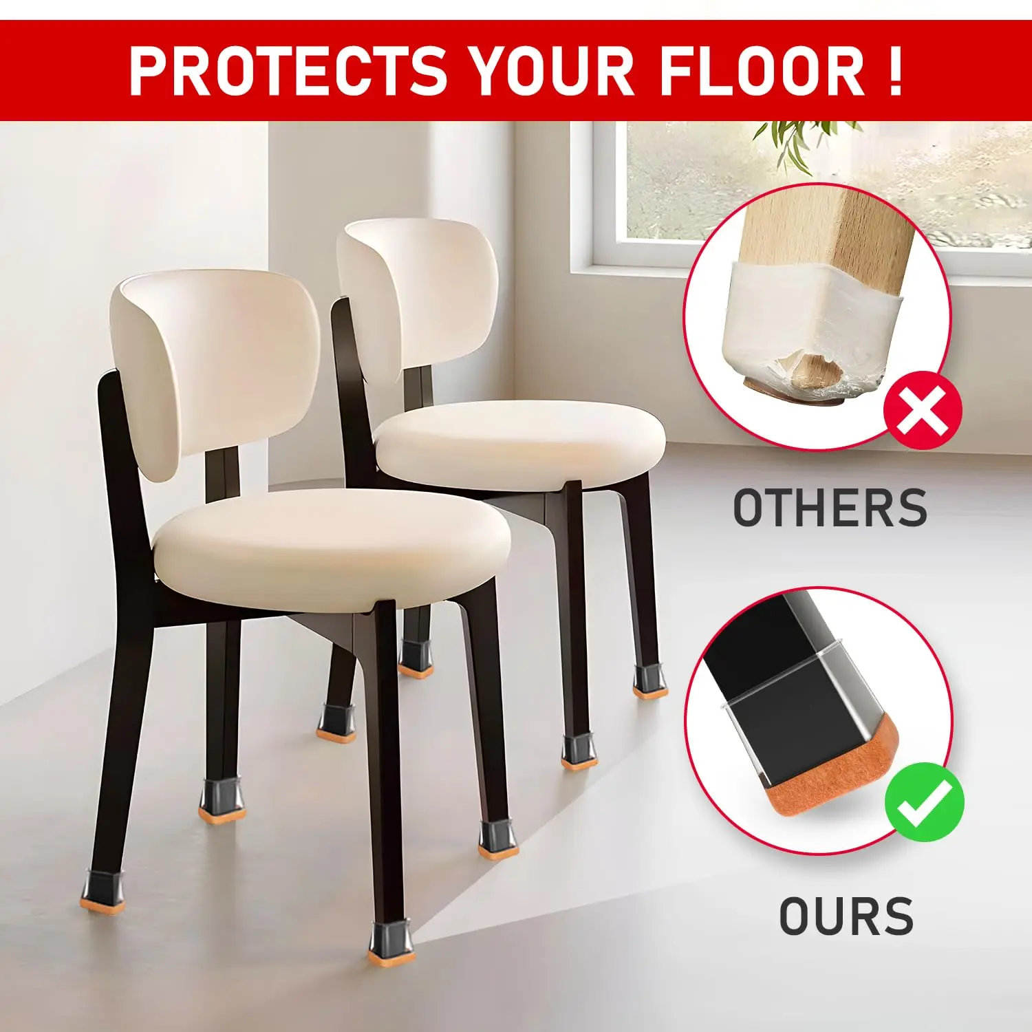 8/16/24 PCS Chair Leg Floor Protectors for Hardwood Floors, Thick Silicone  Covers, Scratch-Resistant & Noise Reducin