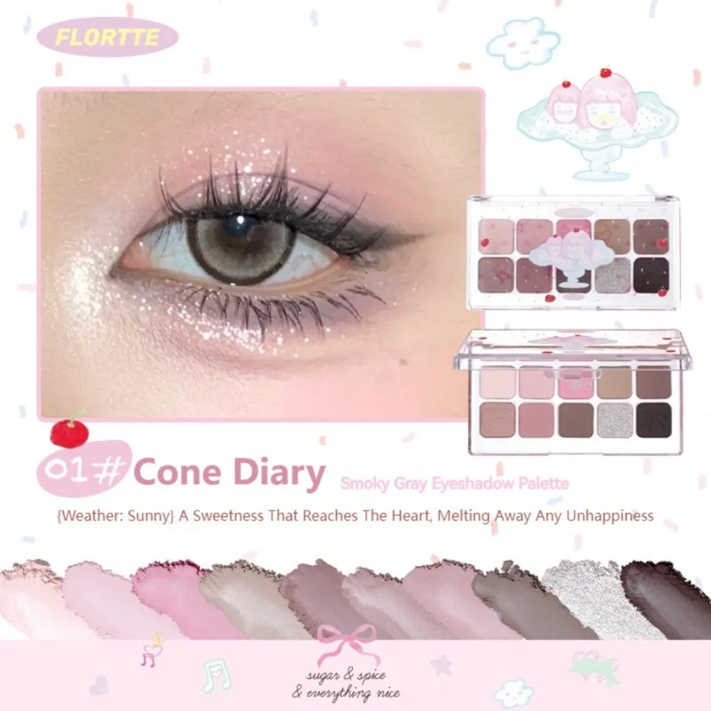 FLORTTE Wackky Series Eye Shadow Palette 10 Colors Eyeshadow Glitter Shimmer Matte Long lasting Waterproof Eye Makeup