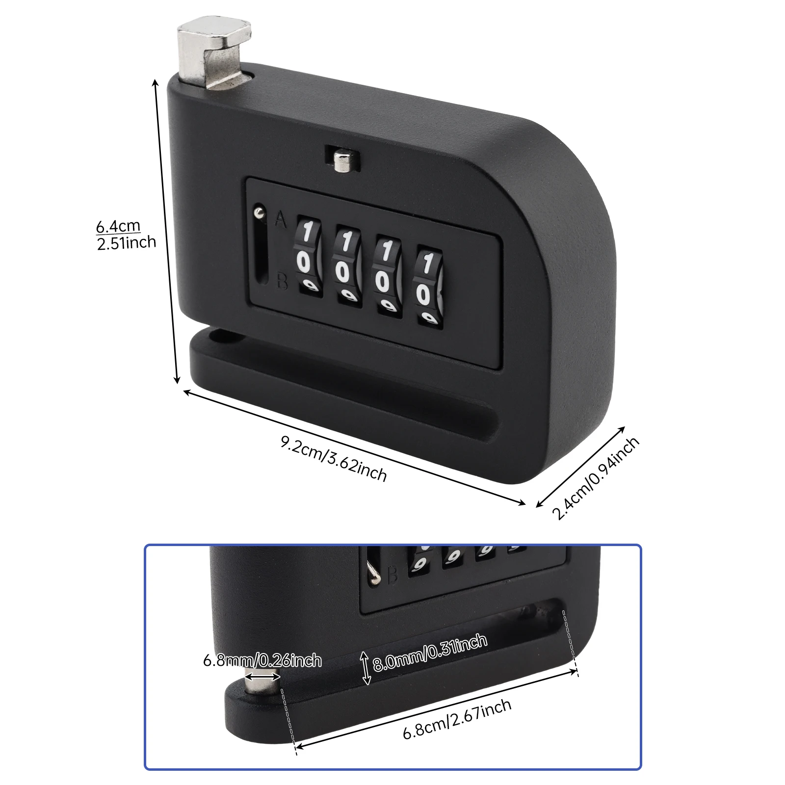 Portable Security Anti Theft Disc Brake Lock for Motorcycle Scooter Dirt Pit Bike E-Bike Bicycle 4 Digit Passcode Rotor Lock - Image 6