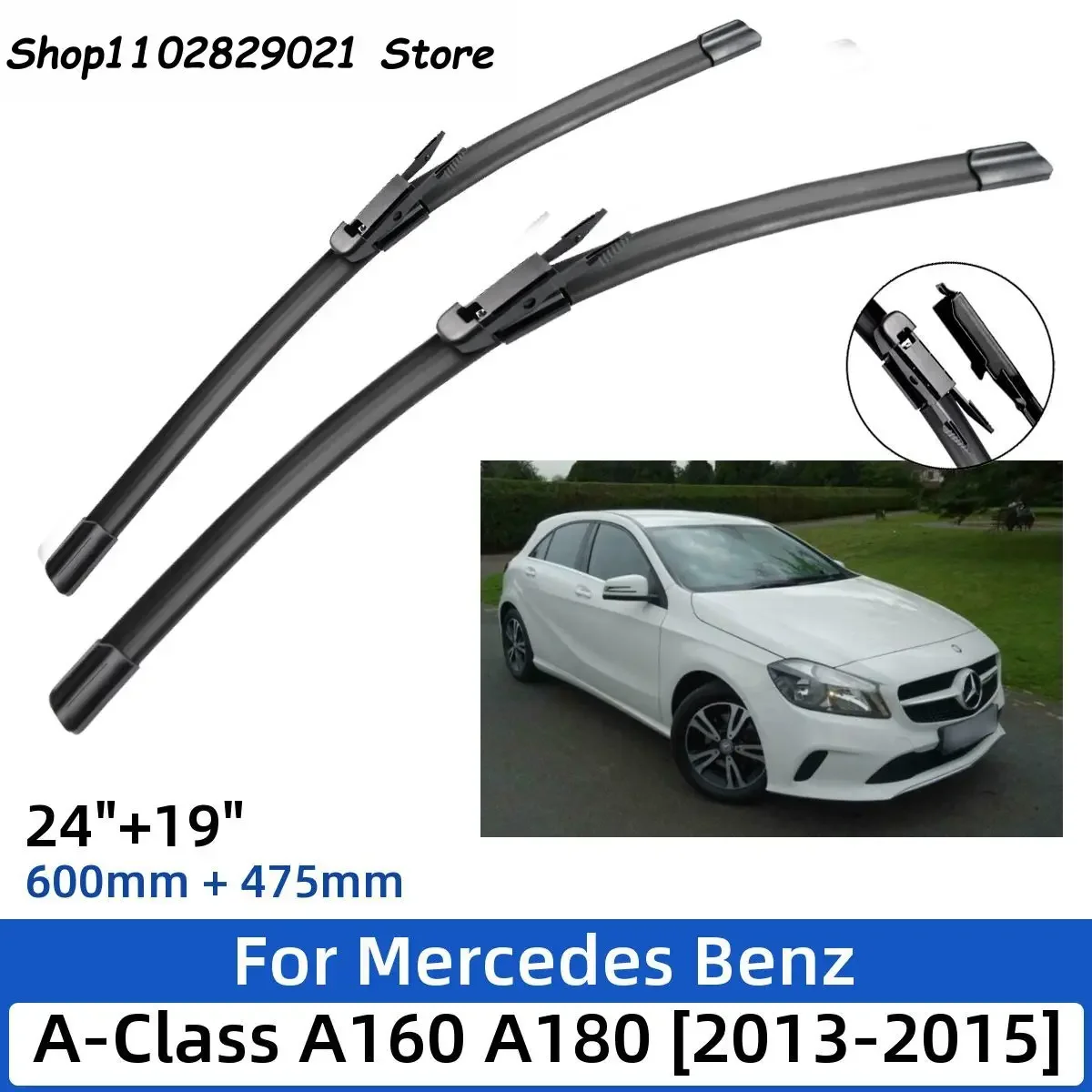 

2PCS For Mercedes Benz A-Class A160 A180 A200 A250 A45 2013-2015 24"+19" Front Wiper Blades Windshield Windscreen Window Cutter