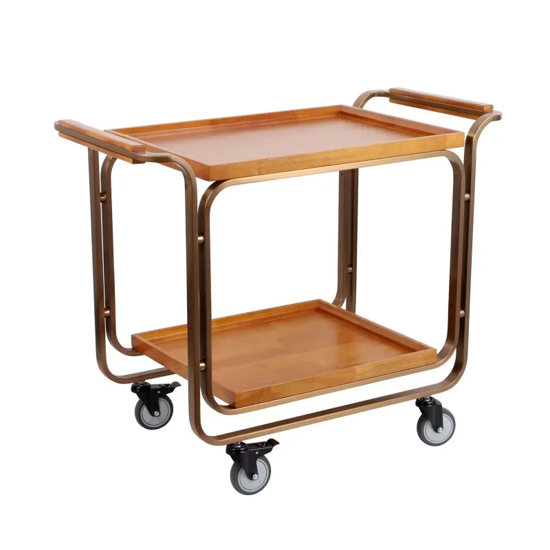 Elegant 2-Layer Luxury Wine Rack Caster Rolling Bar Cart Family Hotel Cleaning Food Tools Festive Events - Christmas New