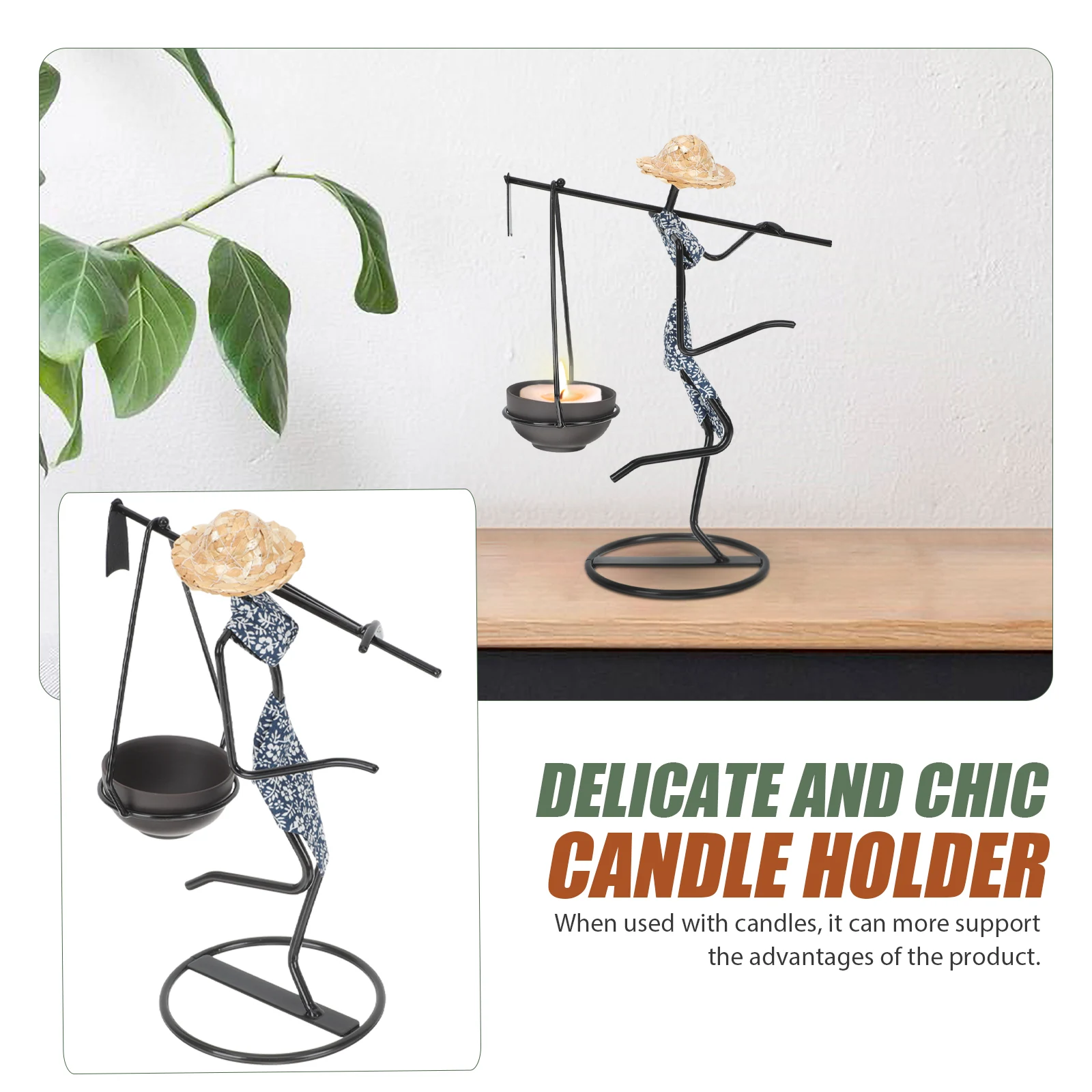 

Wrought Iron Candlestick Stand Holder Metal Tabletop Arrangement Holders Desktop Retro Candlesticks Fabric Miss Craft