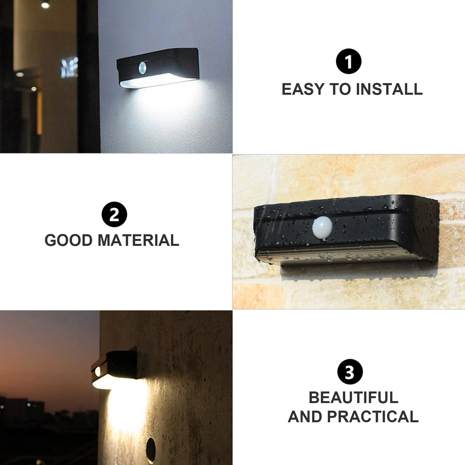 

Solar Wall Lamp IP65 LED Yard Lights Sensor Outdoor Abs Night Lighting Energy Saving Durability Solar Panel Waterproof