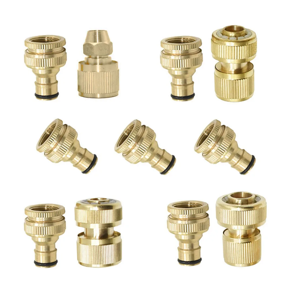 

5set Copper Water Pipe Coupler Kit 1/2" 5/8" 3/4“ Garden Hose Quick Connector Brass Garden Irrigation Tube Water Gun Joints