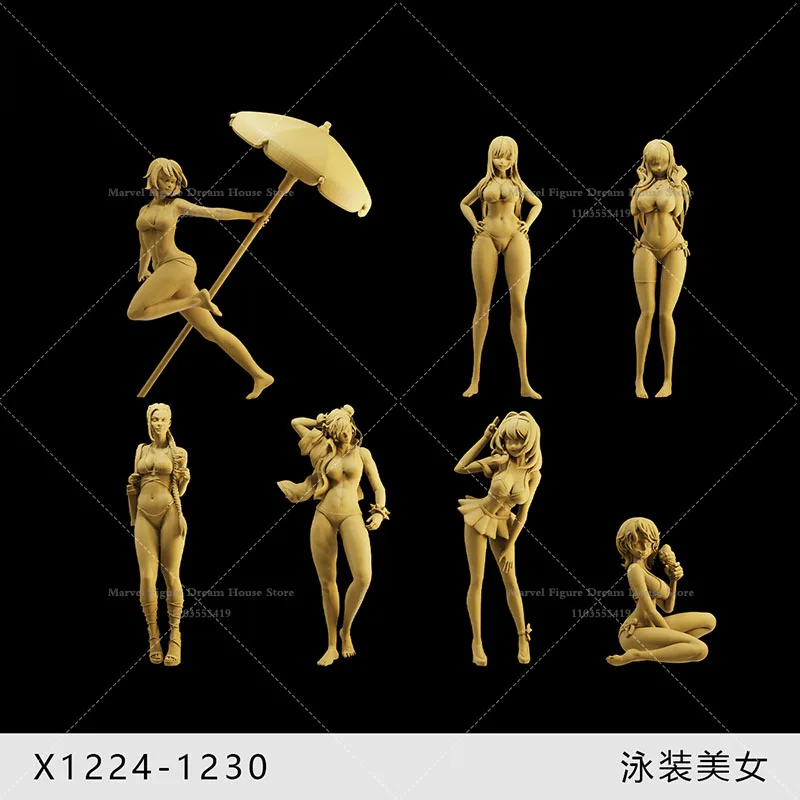 1/64 1/43 1/35 Scale Miniature Scene Doll Summer Hot Spicy Beauty Collection Photograph Ice Cream Un-panited White Mini Figure