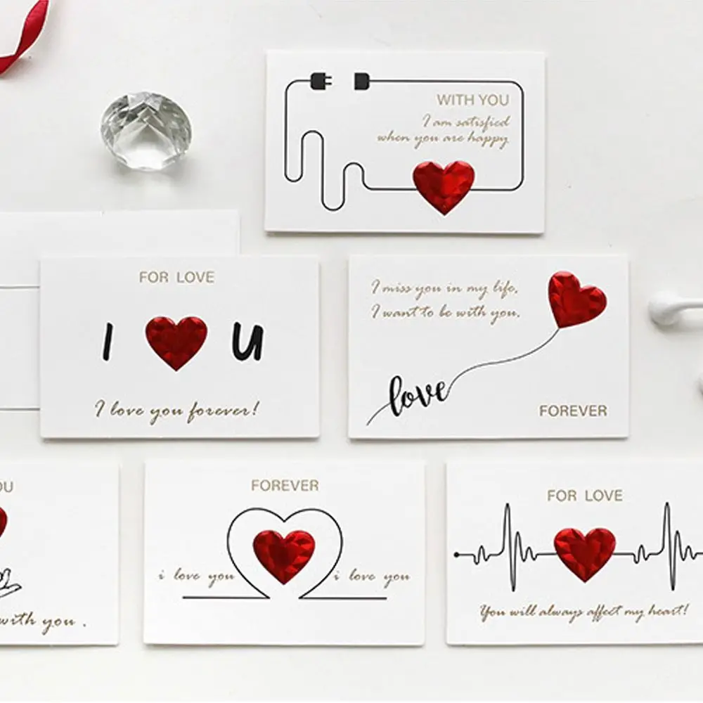 

I Love You Love Greeting Cards Blessings Festival Heartbeat Postcard Handmade Paper Wedding Invitation Party Favors Gifts