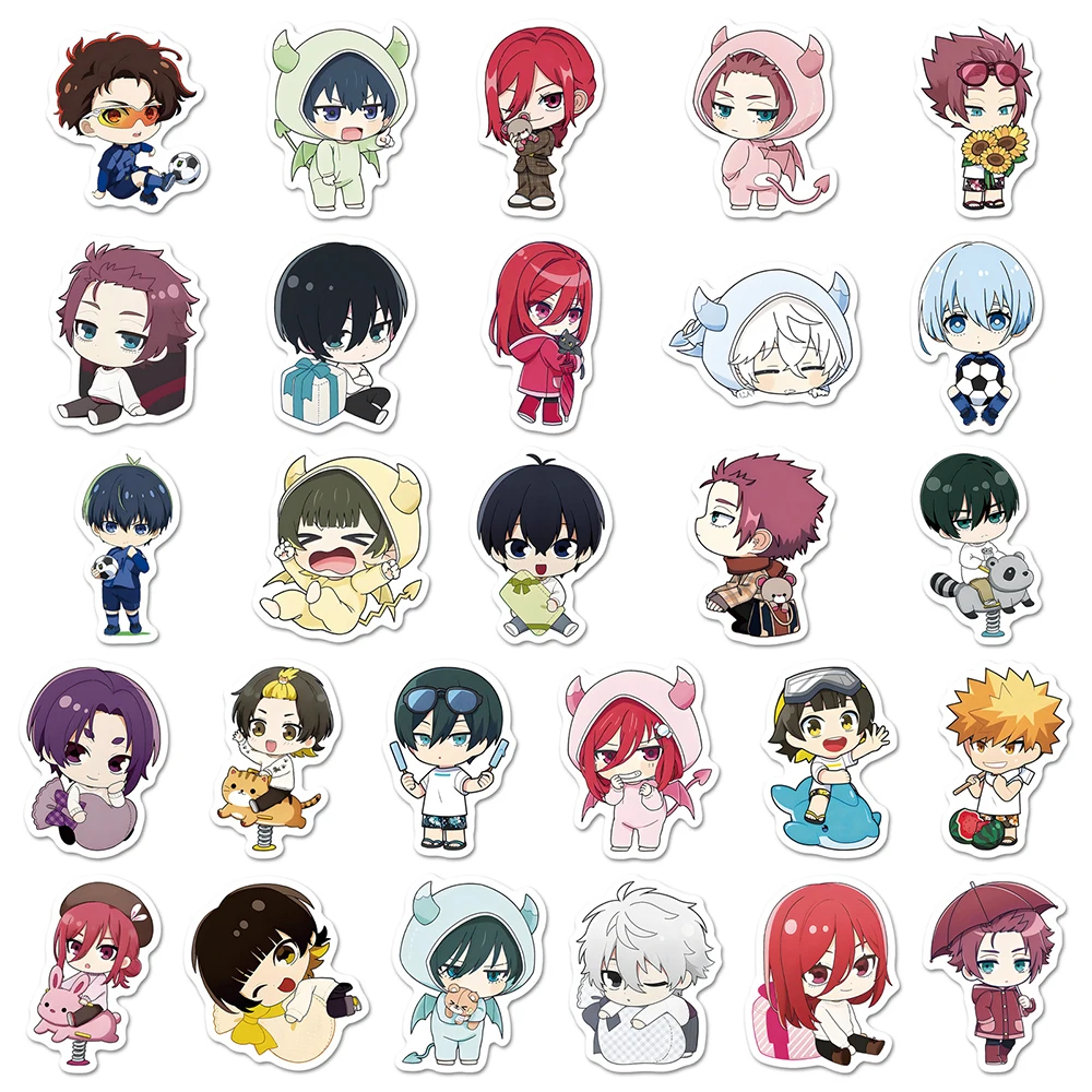 10/30/50pcs Kawaii Blue Lock Anime Stickers Cute Cartoon Q Version Decals DIY Guitar Phone Notebook Graffiti Sticker Wholesale