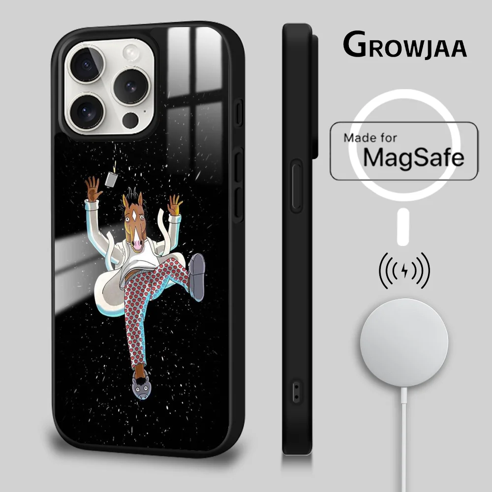 

Cartoon B- BoJack H-Horsemans Phone Case For iPhone 16 15 14 13 12 11 Pro Max Plus Mini Magsafe Mirror Wireless Magnetic Cover
