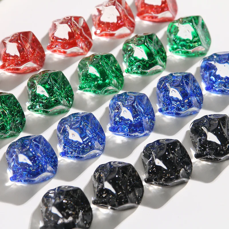 Bling Glitter Irregular Geometry Stone Shape Resin Ornament Accessories Cameo Beading Material Craft 40pcs 20*25*17mm