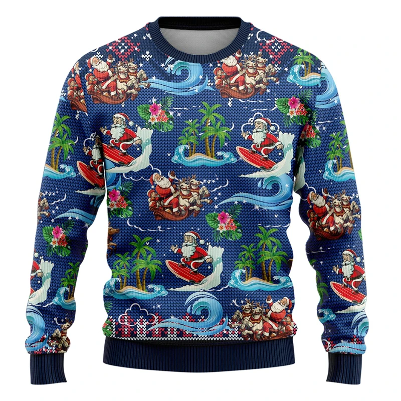 

2025 Xmas New Year Ugly Sweaters For Men Clothes Merry Christmas Sweatshirts Santa Claus Snowman Women Sweaters Unisex Pullovers
