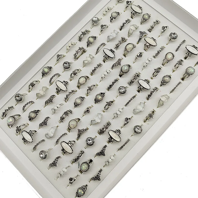 30 teil/los Großhandel Fabrik Vintage Shell Geschnitzte Blatt Finger Ringe Für Frauen Schwarz Emaille Große Blume Stern Mond Party Schmuck geschenk – Detail 9