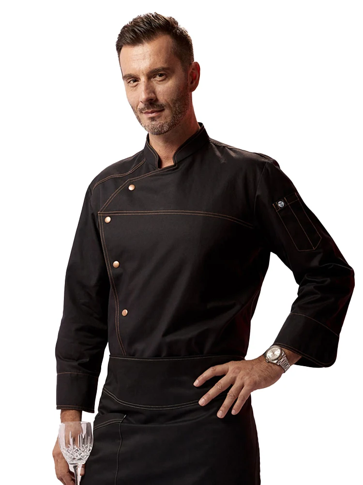 Long Sleeve Chef Clothes Uniform Restaurant Kitchen Cooking Chef Coat Waiter Work Jackets Professional Uniform Overalls Outfit