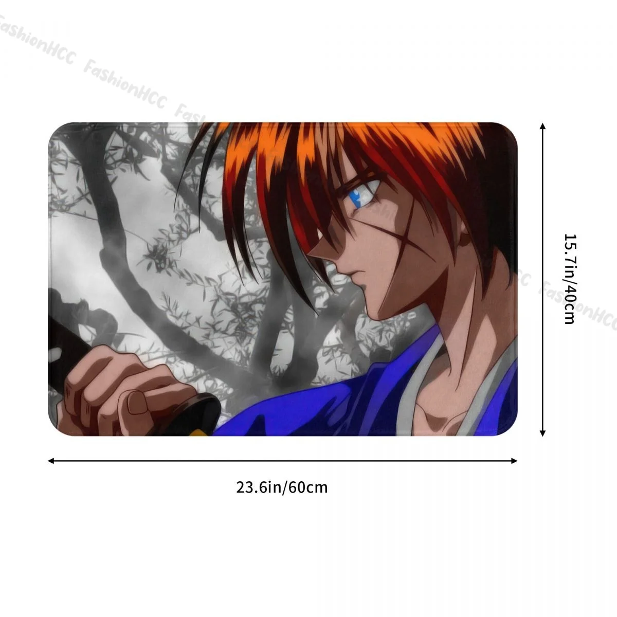 Rurouni Kenshin Manga Non-slip Doormat Kenshin Himura Bath Kitchen Mat Welcome Carpet Home Pattern Decor