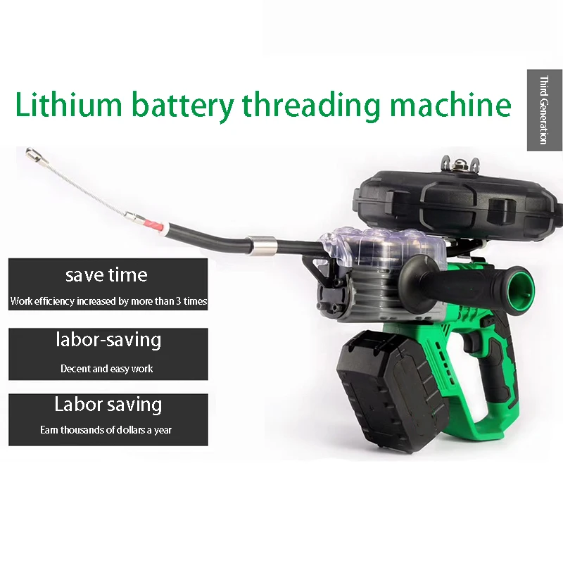 

New Lithium Cordless Stringing Machine Cable Automatic Wall Lead Wire Electric Rechargeable Threading Machine for Electrician