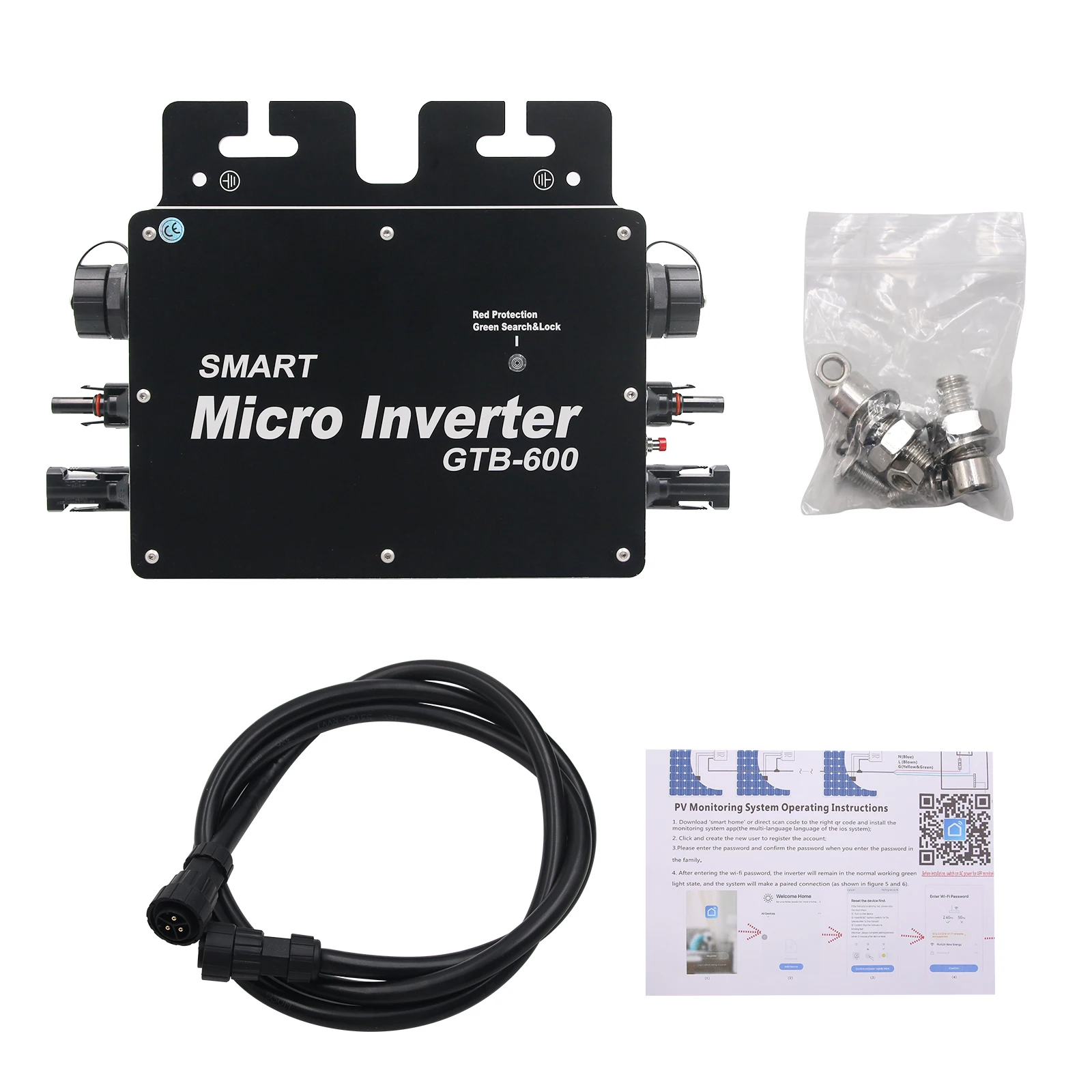 600W Output GTB-600 Grid Tie Inverter Solar Grid Tie Micro Inverter Supports Mobile App Control