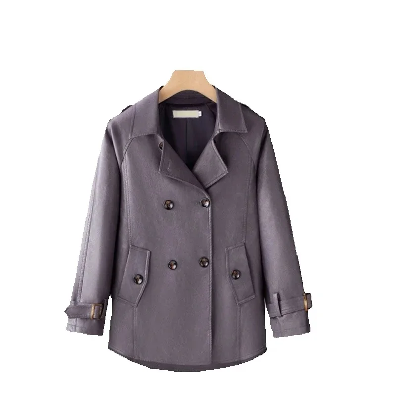 Outerwear New Mom Coat  Autumn Winter Women's Loose Concealing Short Versatile Lapel High-end Leather Coat Fashion Women’s Wear