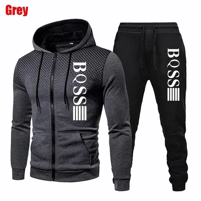 Men\'s sportswear, casual sportswear, printed zipper hoodie, fashionable multifunctional jacket, outdoor jogging sportswear