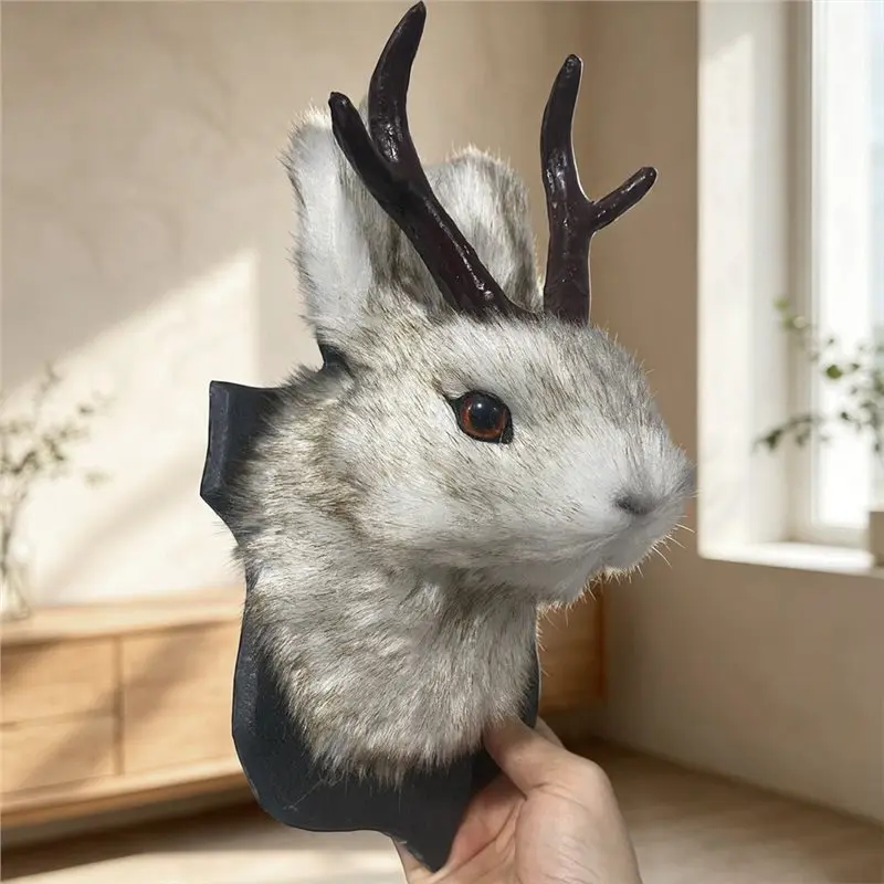 N96R Gift Ornament Wall Decoration Bunny Head Antlers Simulation Specimen Art Display
