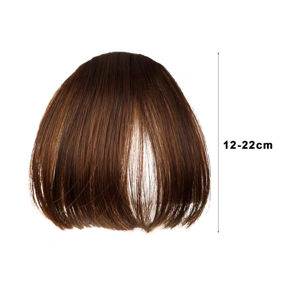 Heat-resistant Wig Piece High-temperature Wire Wig Dark Brown Wispy Bangs Clip-in Hair Extension for Women Soft Natural Straight