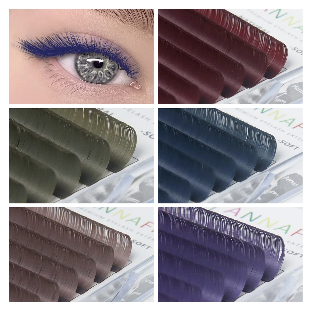 ANNAFRIS Farbige Wimpernverlängerung Morandi Grau Rosa Braun Fluoreszierend Mehrfarbig Einzelwimpern Bunte falsche Nerzwimpern