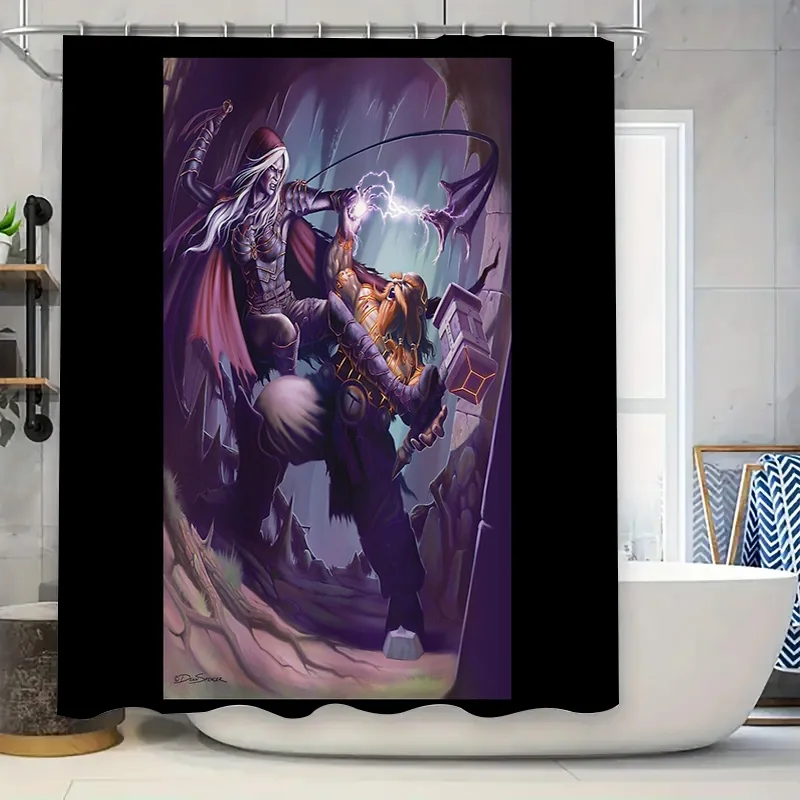 Gothic Fantasy Shower Curtain Dark Souls Decor Witchcraft Halloween Backdrop Eerie Horror Gaming Room Aesthetic Wall Hanging