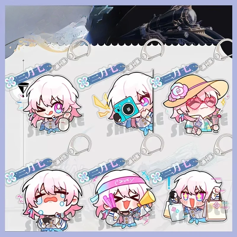 March 7th Keychain Honkai: Star Rail Anime Game Peripheral Cute Q Version Delicate Schoolbag Pen Case Pendant Gift New