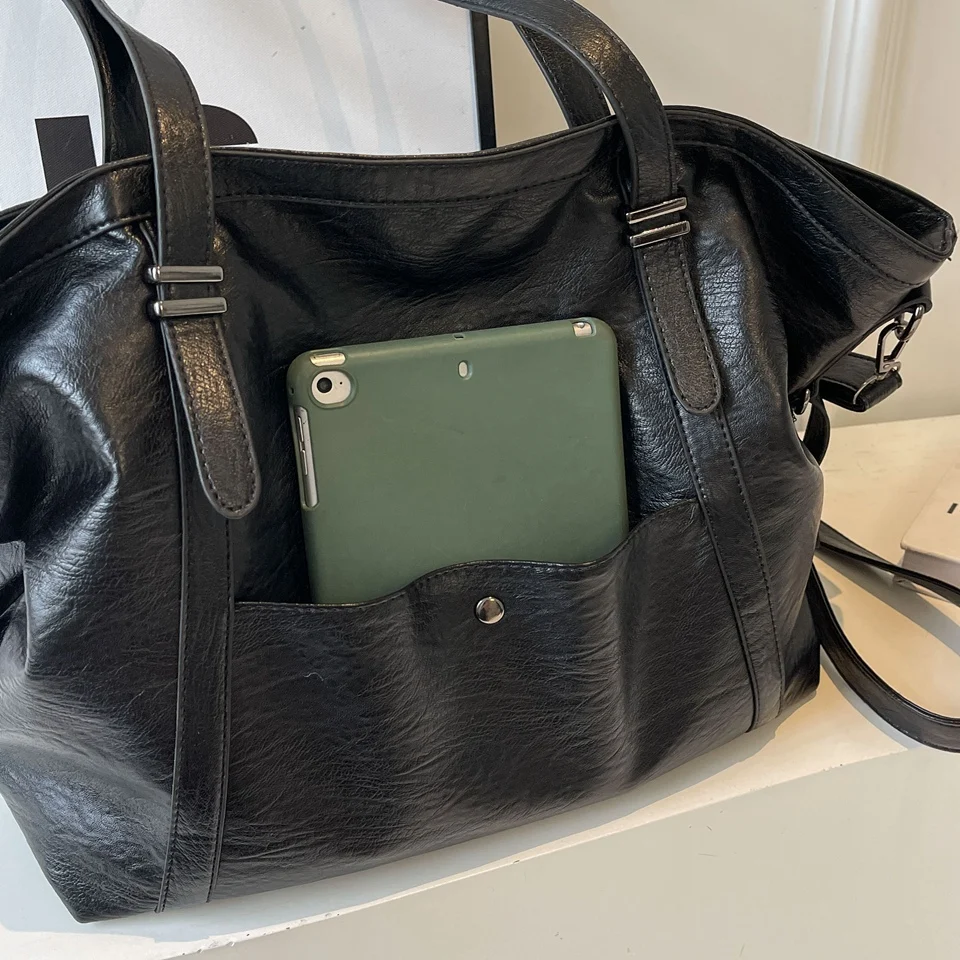 Big Black Shoulder crossbody Bags for Women 2026 Hobo Shopper Sac Solid Color Quality PU Leather Handbag Lady Travel Tote Bag