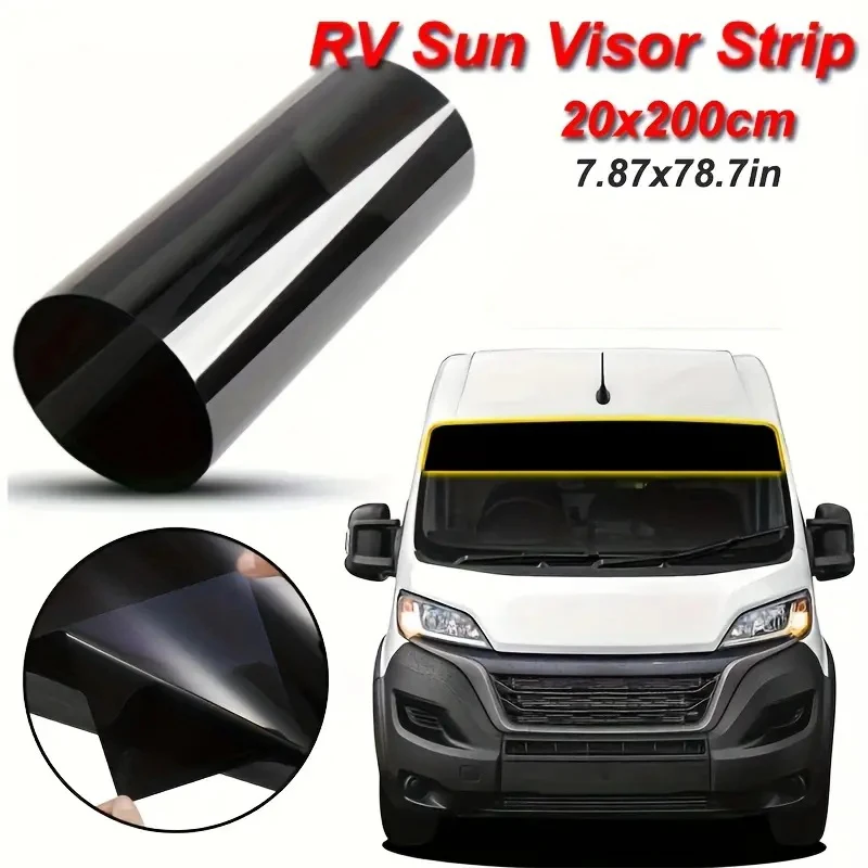 

Car Front Windscreen Solar Protection Black Transparent Solar Film Anti-UV Sun Shade UV Protection With Fitting Tool 20*200cm