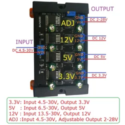 アップパワーバンク用バックコンバーターモジュール、複数のスイッチング電源、DINレールケース、4ch、3a、3.3v、5v、12v、adj、dc