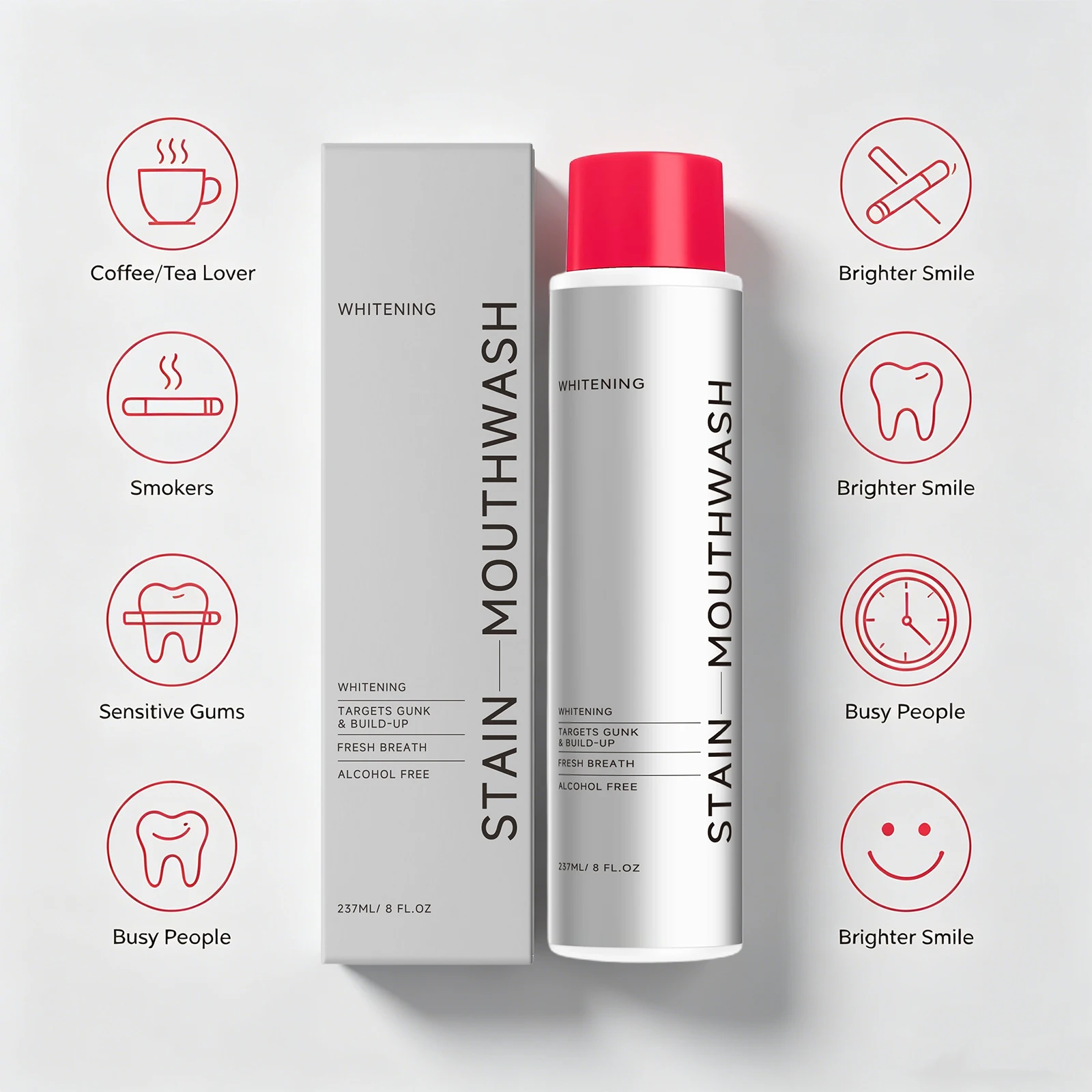 Stain Removal Mouthwash for Teeth Stains Yellow Stains Remover Fresh Breath Reduce Mouth Odor Whitening Teeth Mint Mouthwash