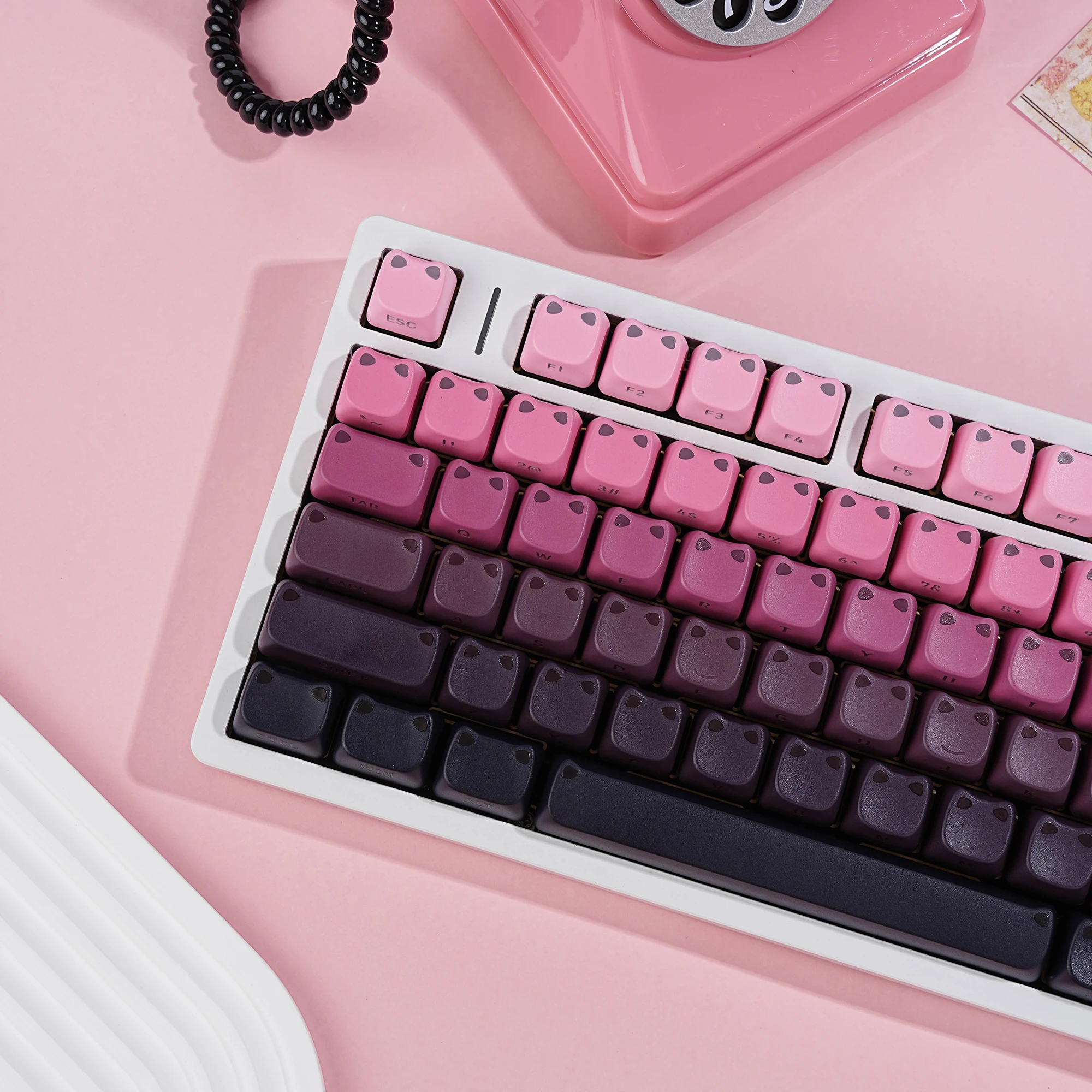 JCM 116 Keys Cat Theme Keycaps 5 Side-lighted Pbt Material South-facing For Mechanical Keyboard Blackberry Water lily Cerulean