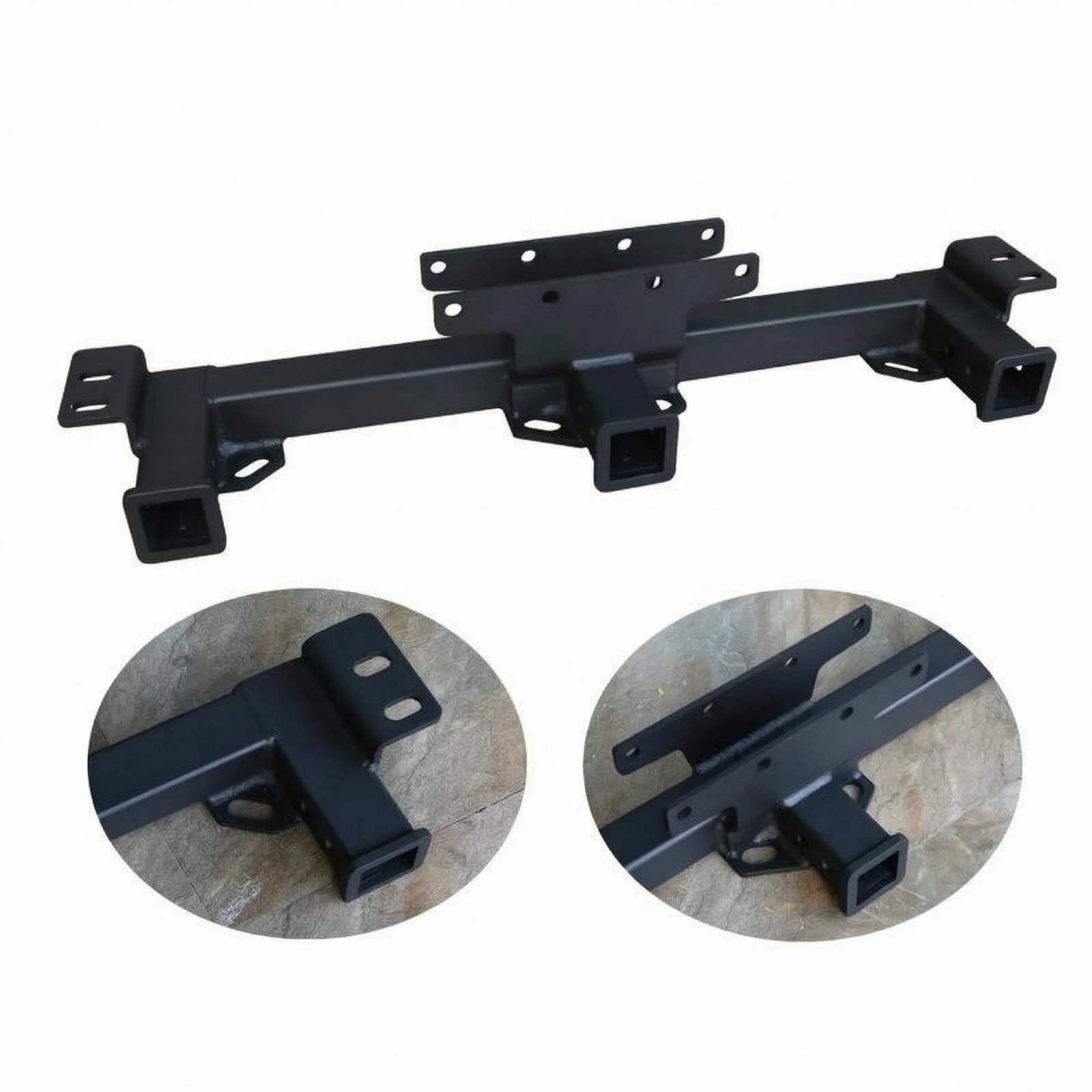 Rear Tow Hitch Bar Welded Brackets Triple Receiver Hitch Towing Accessory Bolt-on Powder Coated