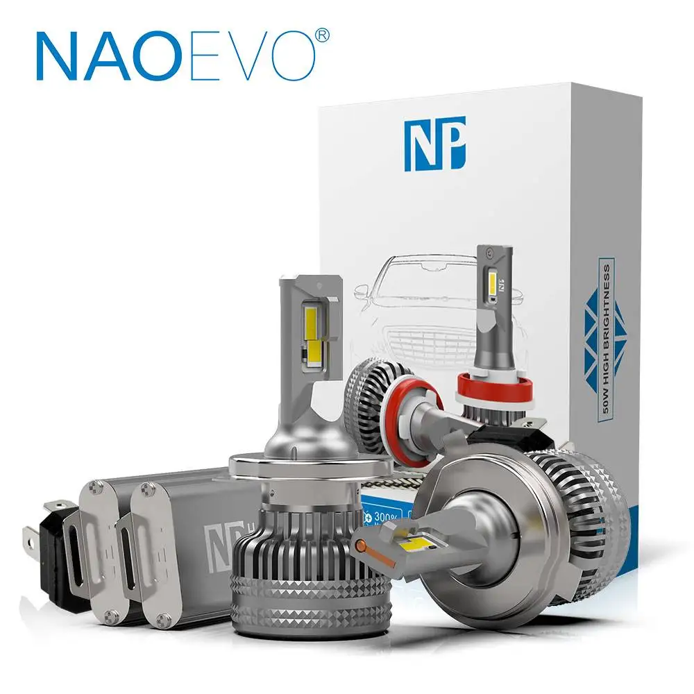 

NAOEVO H4 LED Bulbs 12V 100W Canbus Error Free Car Headlight Bulb Super Bright 12000LM High Low Hi/Lo Dual Beam Lights for Auto