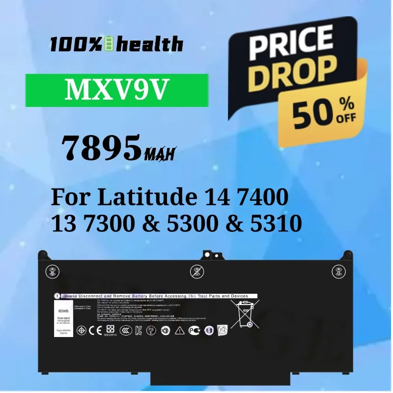 

MXV9V 7895mAh Laptop Battery for Dell Latitude 14 7400 13 7300 5300 5310 Lithium Rechargeable Battery