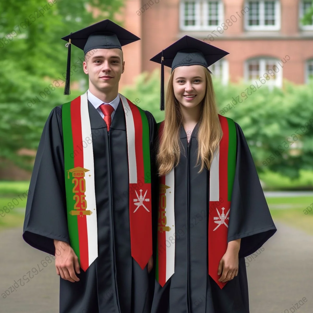

New Oman Flag Unisex Top Print Graduation Stole Sash Adult Plain Graduate Honor Stole Class of 2025