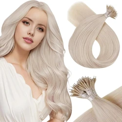 Moresoo Nano Bead Hair Extensions Human Hair Cold Fusion Nano Tip Hair Nano Link Extensions 50G/50S Nano Loop Hair Pre Bonded