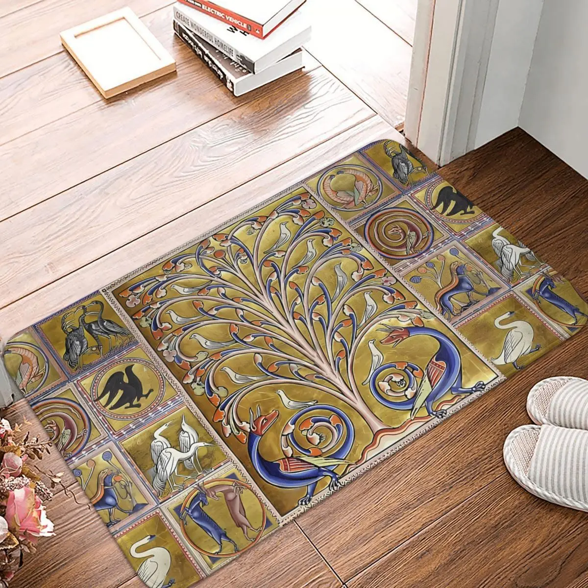 Anti-Slip Doormat Bath Mat MEDIEVAL BESTIARY TREE OF LIFE Balcony Carpet Entrance Door Rug Bedroom Decor