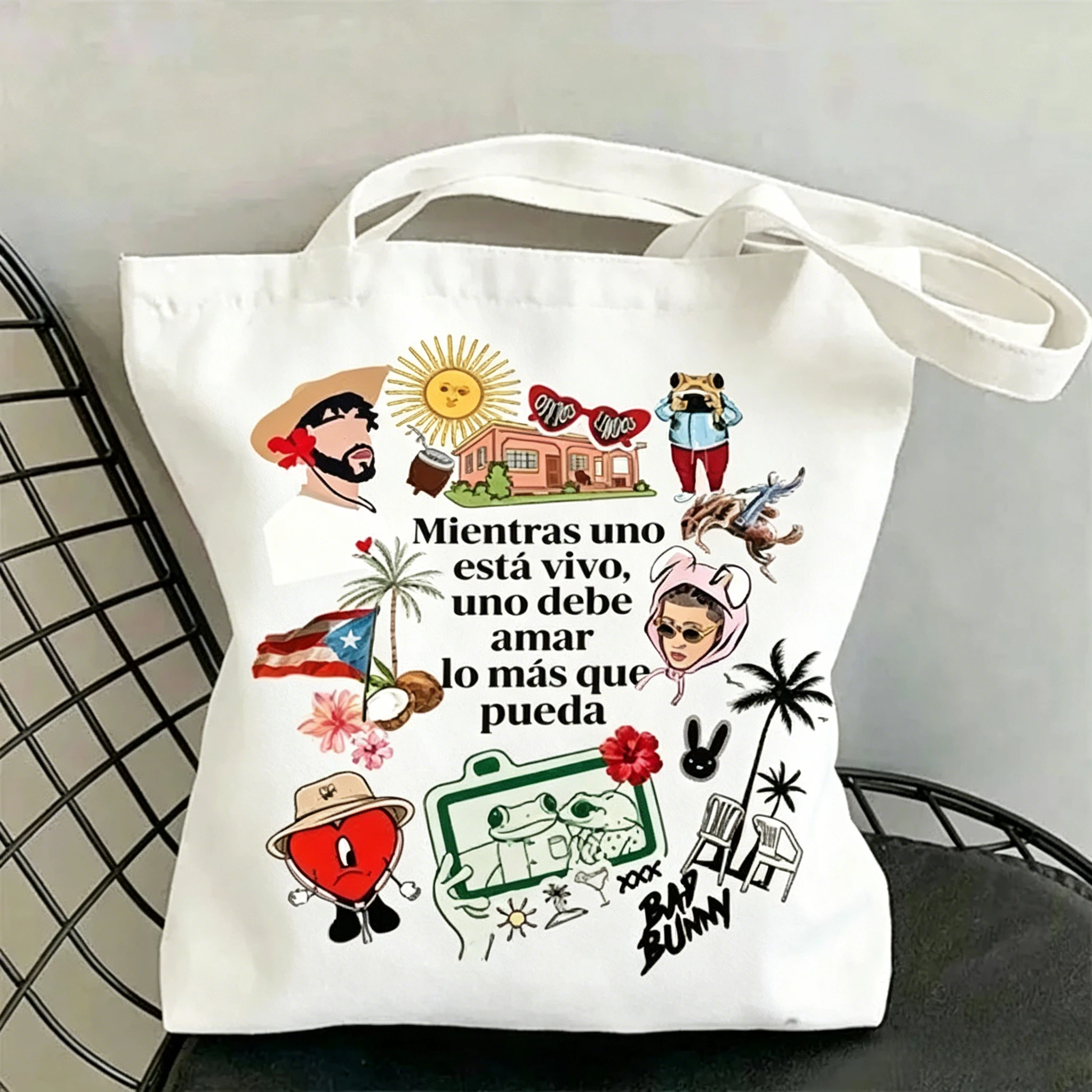 2026 Summer Trendy Bag Rapper Bad Bunny T-shirt Debi Tirar Mas Fotos DTMF Eco-Friendly Reusable Shoulder Bag Casual  Handbag