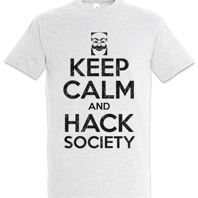 Keep Calm And Hack Society T Shirt Mr Geek Nerd Robot Hacker Fun Admin Gamer
