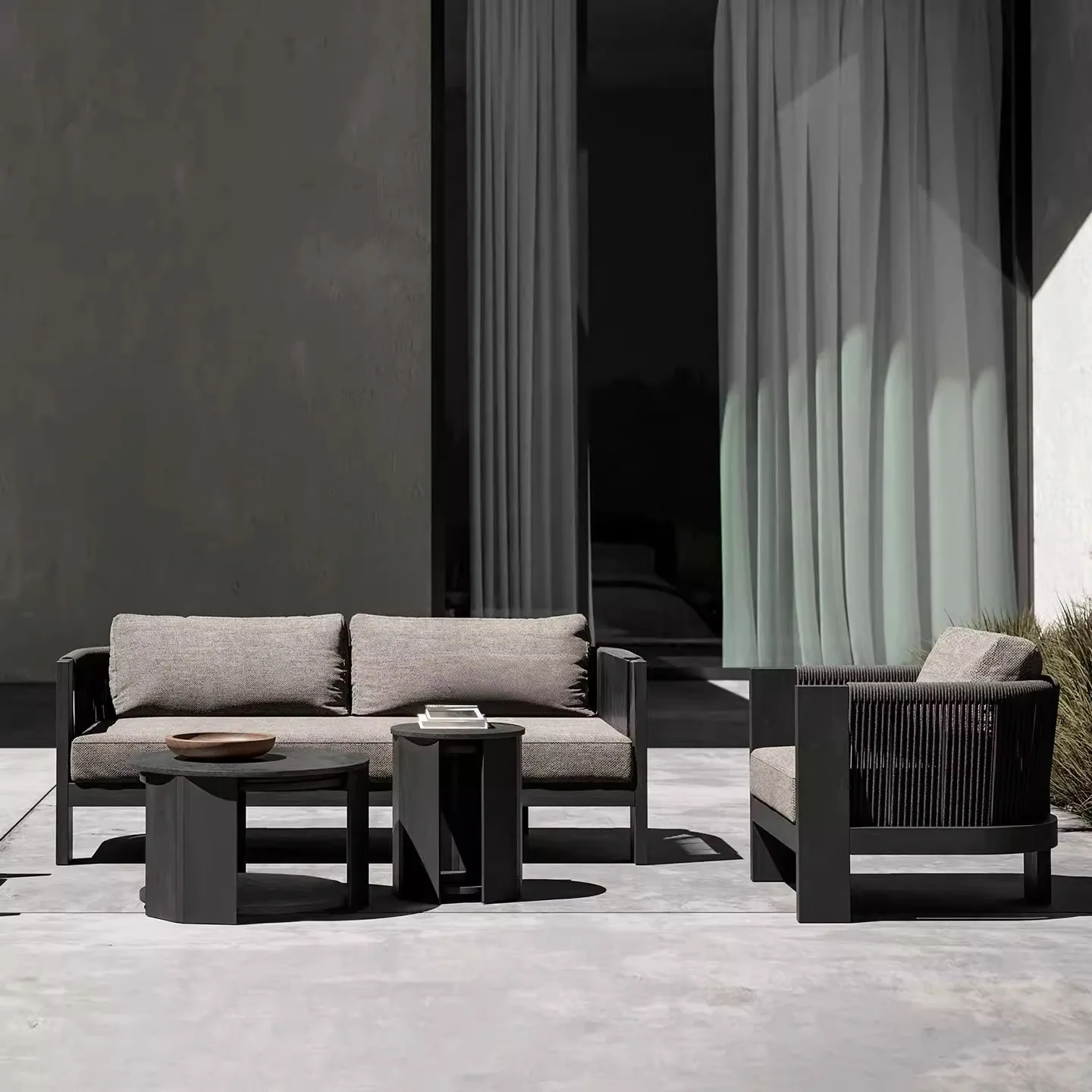 Outdoor Rattan Sofa Combination Courtyard Leisure Garden Terrace Hotel Project B & B Outdoor Teak Waterproof Furniture