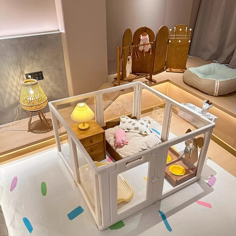 Transparent Pet Playpen for Small Medium Dogs Indoor Puppy Pen with Door Portable Fence Kennel Foldable Cage for Puppy Kitten