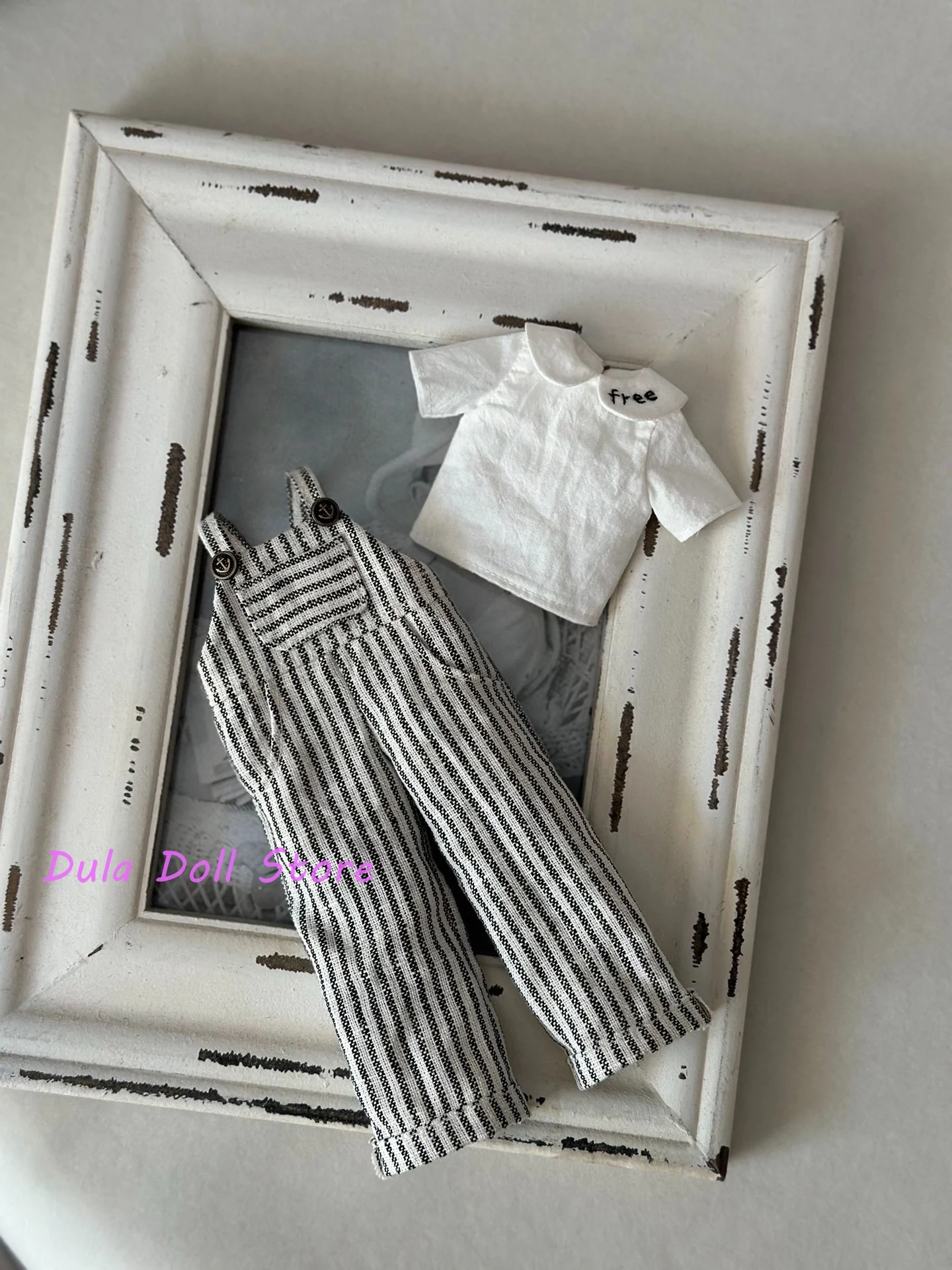 Dula ドール服とドレス和風ストライプサスペンダーパンツセットブライス ob24 ob22 ICY JerryB 1/6 ドールアクセサリー